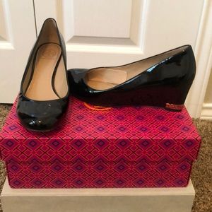 Tory Burch patent leather wedges